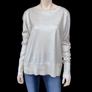 Halogen Sweater Women 1X Beige Long Sleeve Sweater Gold Coated NEW